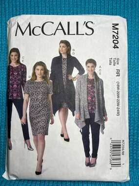 McCalls 7204 Sewing patternjacket top dress psnts size 18w 20w 22w 24w
